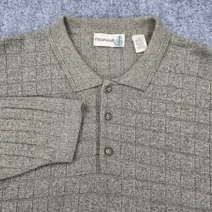 Fieldmaster Sweater Mens LT Green Collared Knit Pullover Acrylic Linen Italy